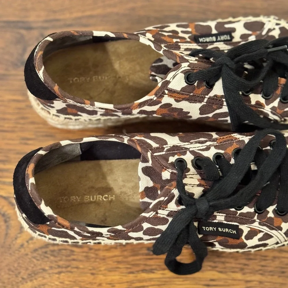 Authentic‎ Tory Burch Leopard Print Espadrille Sneakers Size 6.5 NWOB, NWOT